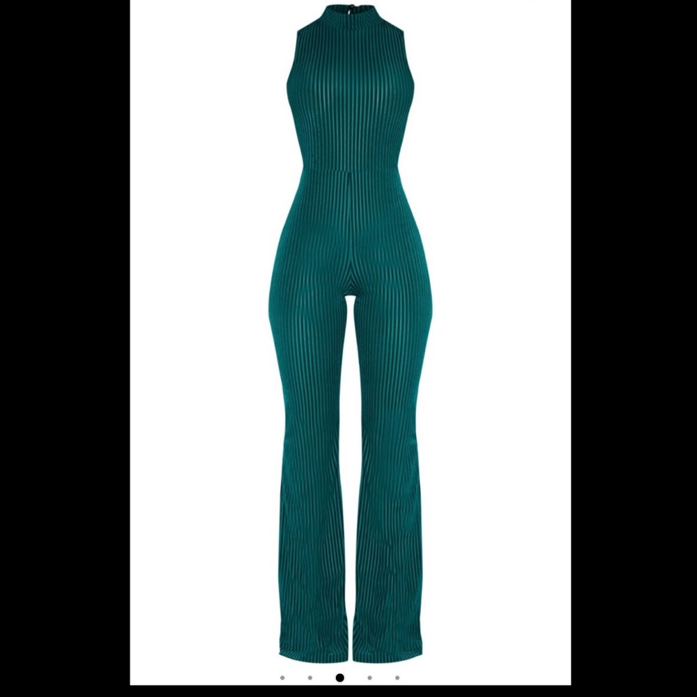Emerald green velvet jumpsuit